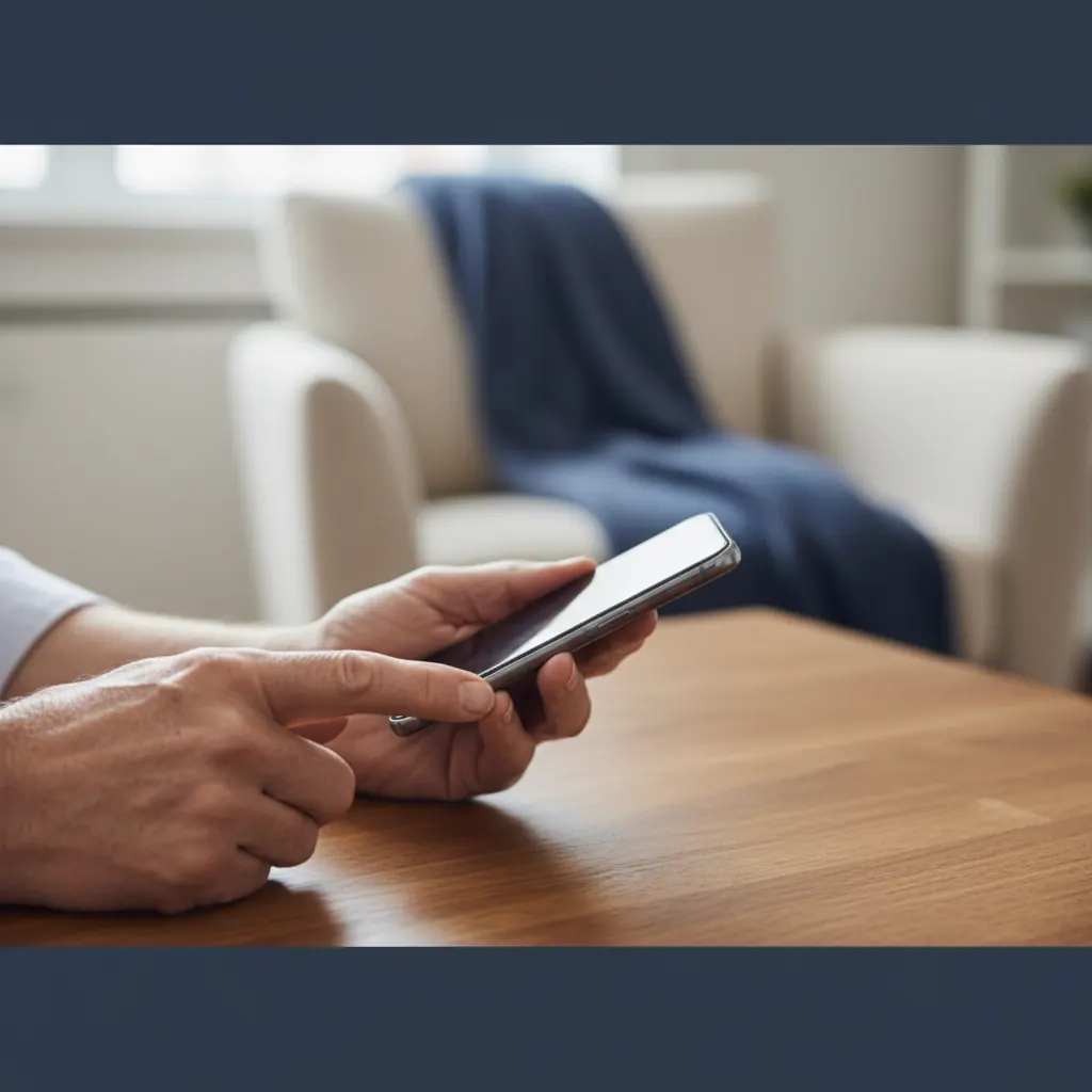 A new Samsung Galaxy phone being set up by an older woman at a kitchen table